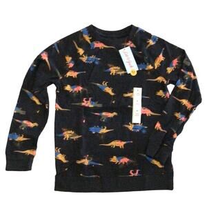 BRAND NEW Boys 8/10 Medium DINO PRINT T-SHIRT Long Sleeve Cat & Jack Black Grey